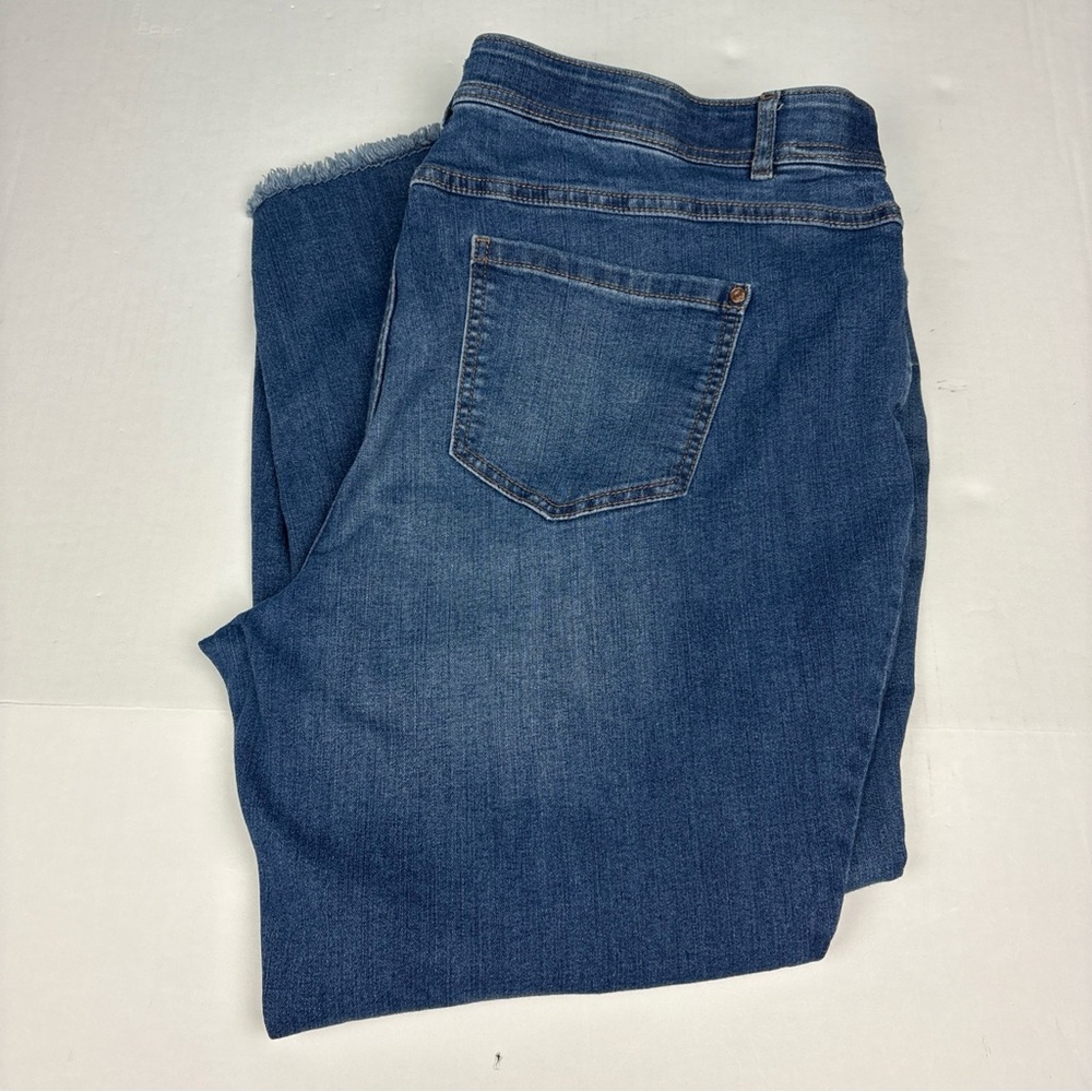 Cato Women Size 20WP Jeans Ankle Denim Raw Hem Hi Rise Cotton Blend Stretch